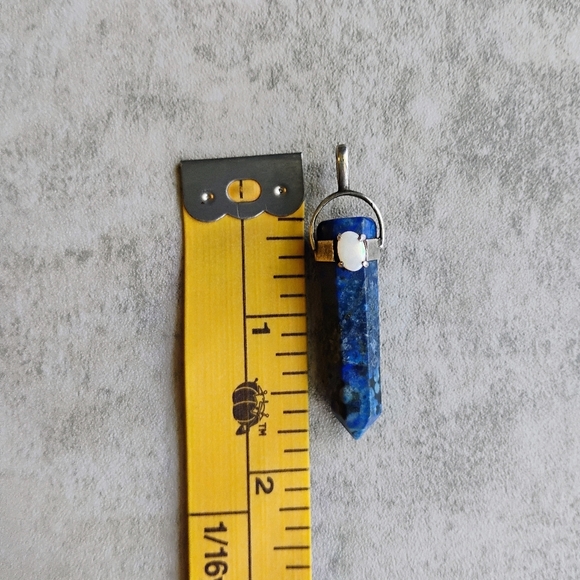Lapis Lazuli Pendant with Opal Stone Blue Sterling Silver Hippie Southwestern - Picture 5 of 6